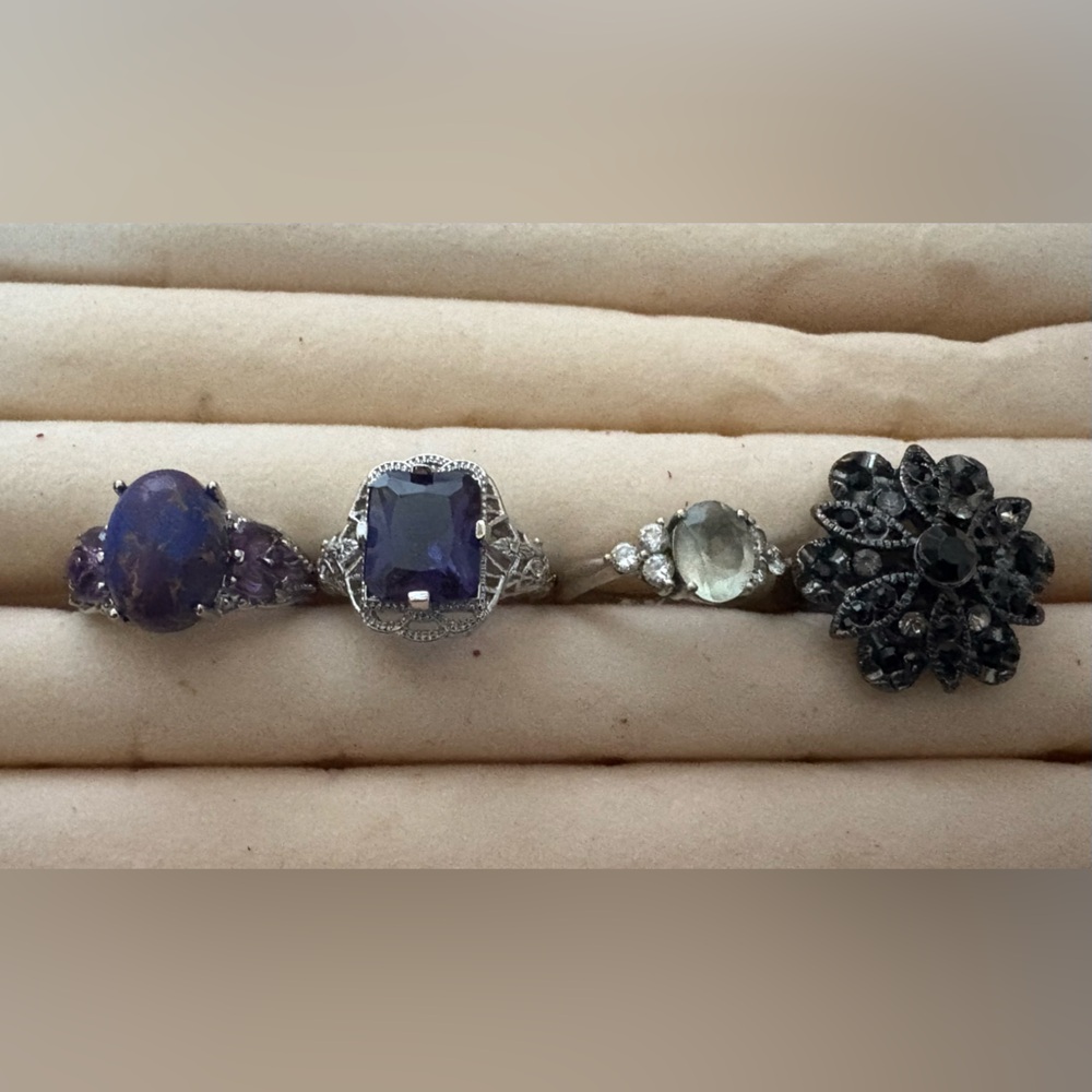 Gemstone Ring Lot. Purple Turquoise, Aventurine, and Marquisette.